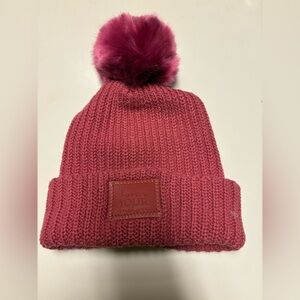 Love Your Melon  pink Merlot Cuffed Beanie W/ Removable Pom - Winter Hat